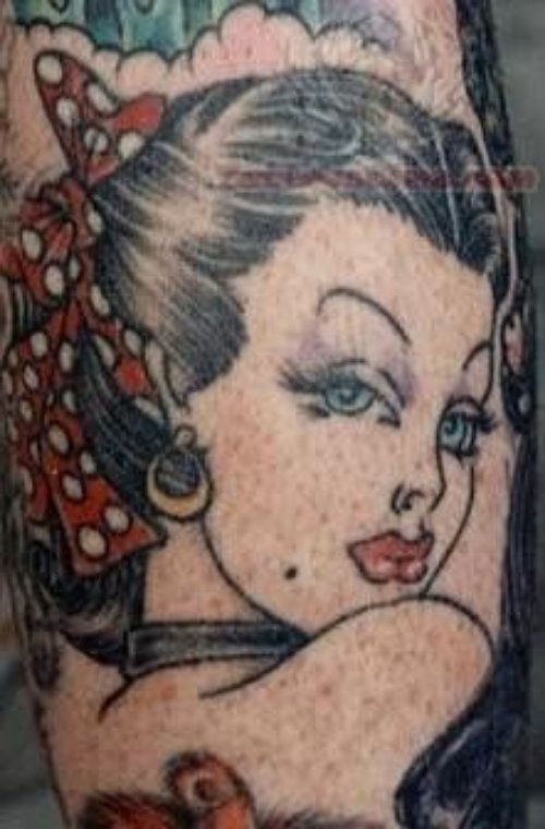 Beautiful Old School Girl Tattoo