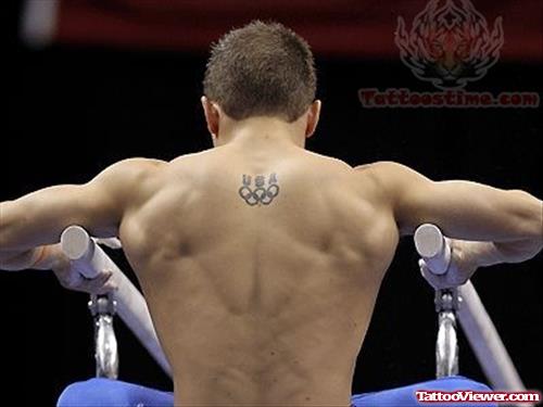 Upper Back Olympic Tattoo For Athlete
