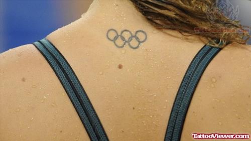 Olympic Tattoo On Girl Nape