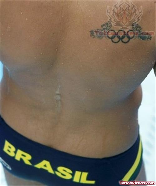 Small Olympic Tattoo For Back Shoulder