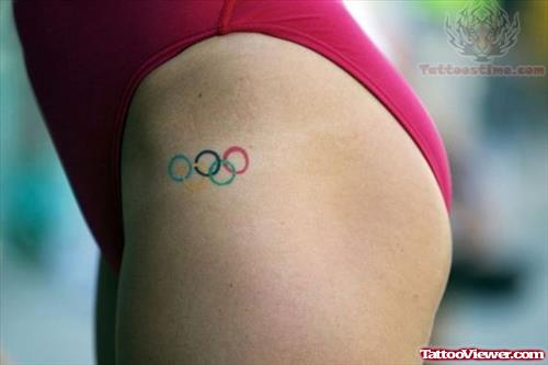Olympic Tattoo On Thigh