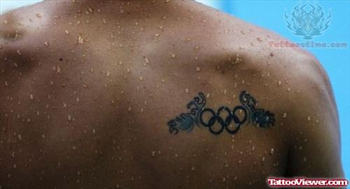 Olympic Tattoo On Men Back