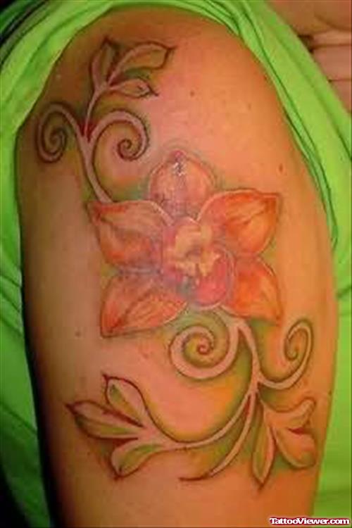 Awesome Orchid Flower Tattoo