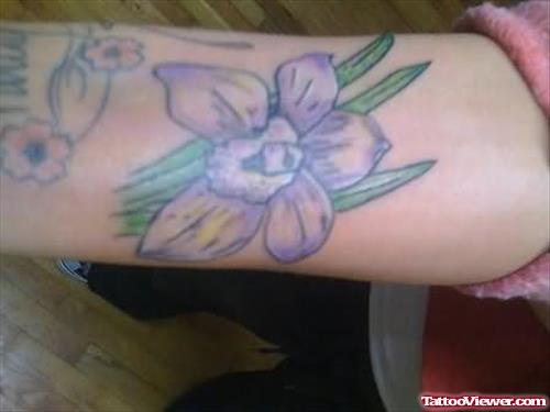 Colour ink Orchid Flower Tattoo
