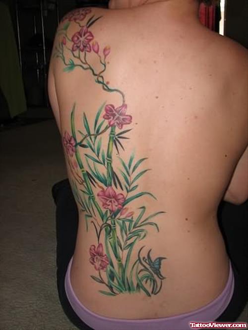 Big Orchid Tattoo On Back