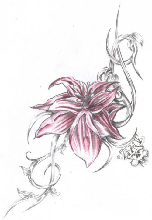 Amazing Orchid Flower Tattoo Sample