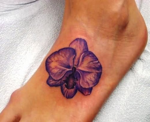 Awesome Left Foot Orchid Tattoo
