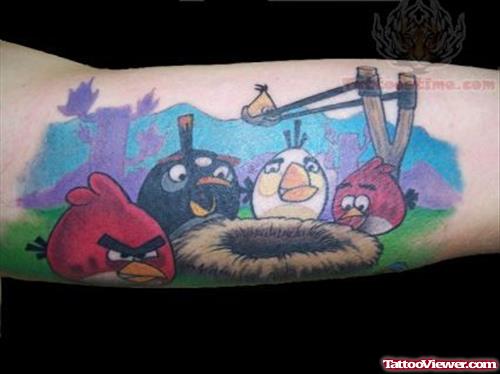 Angry Birds Cartoon Tattoo