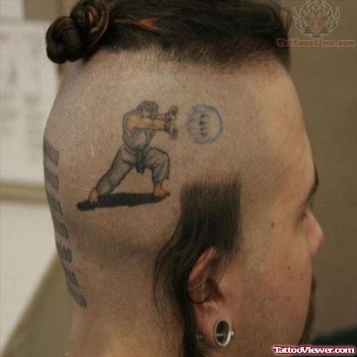 Street Fighter Tattoo On Head