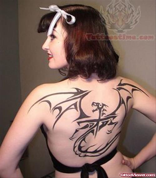 Large Bat Tattoo On Back