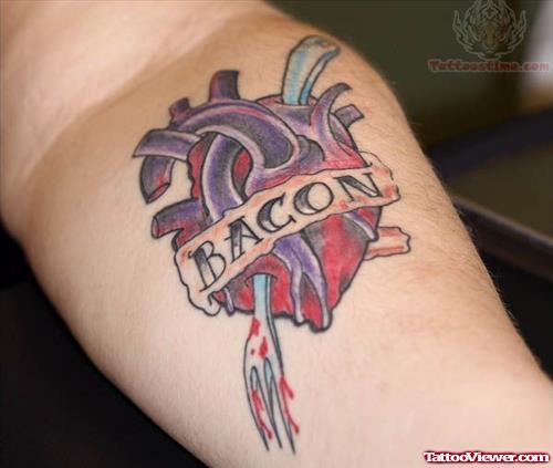 Anatomical Heart Bacon Tattoo