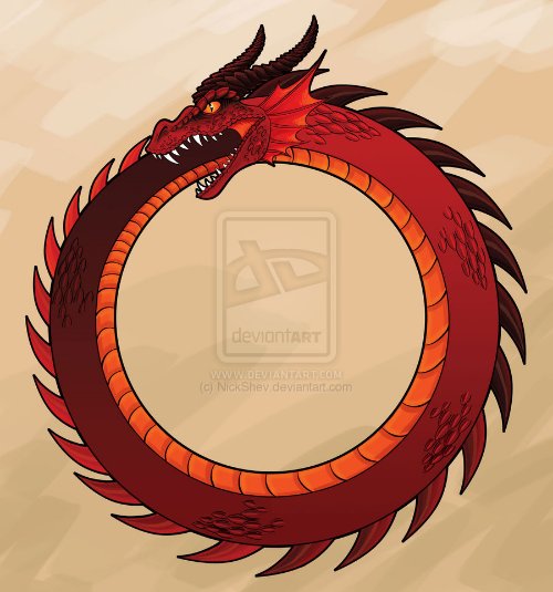 Red Dragon Ouroboros Tattoo Design