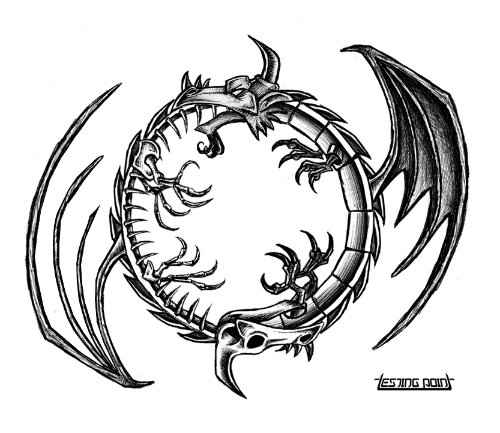 Grey Ink Dragon Ouroboros Tattoo Design