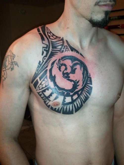 Ouroboros Tattoo On Man Chest