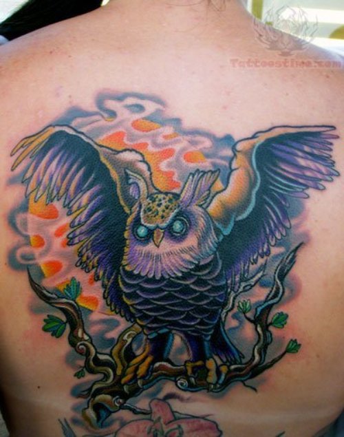 Owl Back Body Tattoo