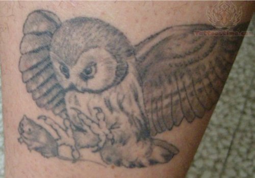 Owl Caughting Rat Tattoo