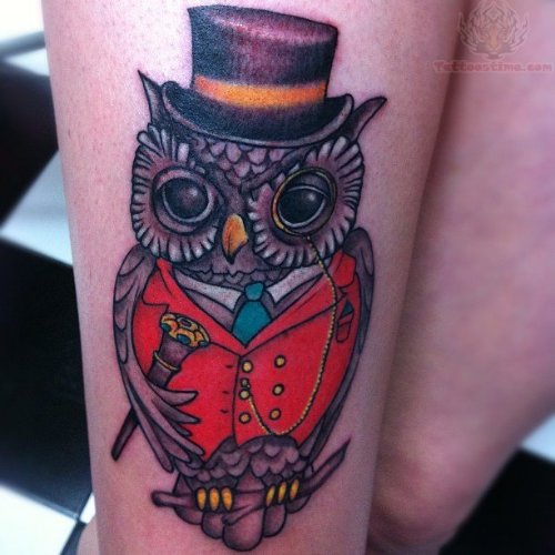 Red Shirt Owl Tattoo