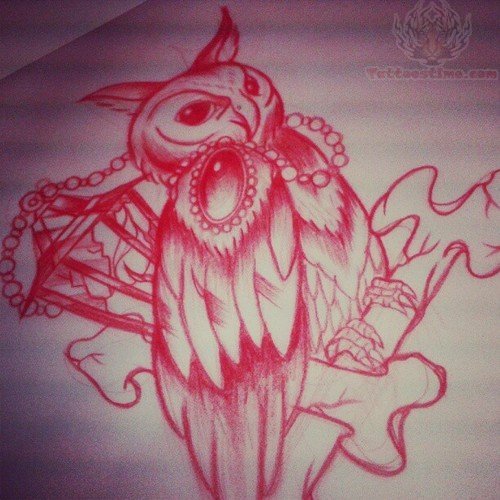 Red ink Owl Tattoo