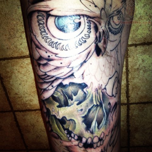 Owl Skull Eye Tattoo