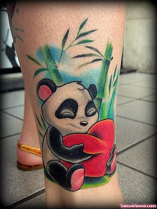 Panda With Heart Tattoo