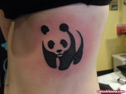 Stencil Panda Tattoo On Rib