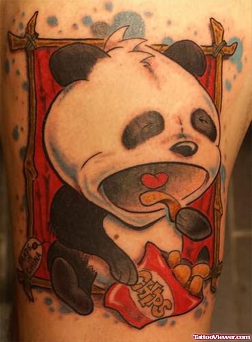 Panda Eating Chips Tattoo