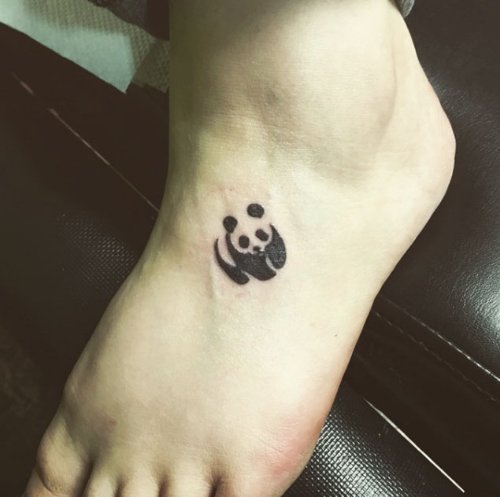 Left Foot Small Panda Tattoo
