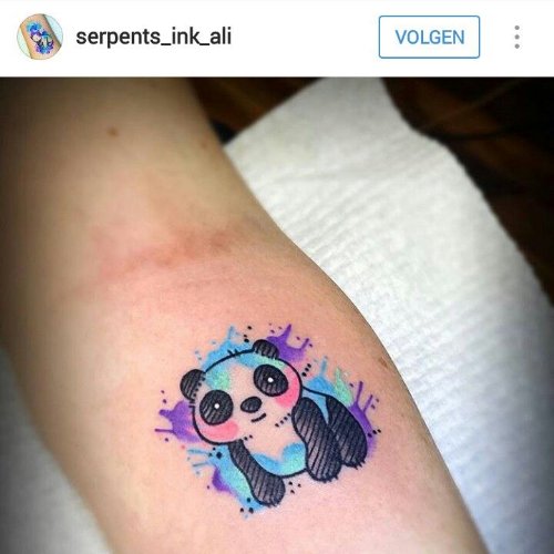 Cool Watercolor Panda Tattoo On Sleeve