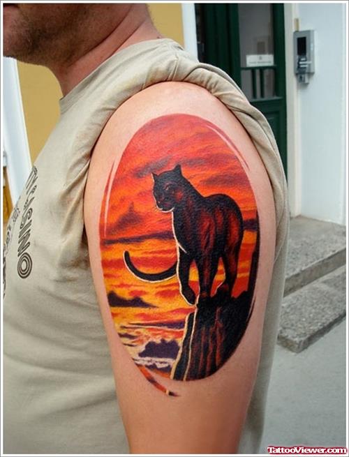 Twilight Panther Tattoo On Left Shoulder