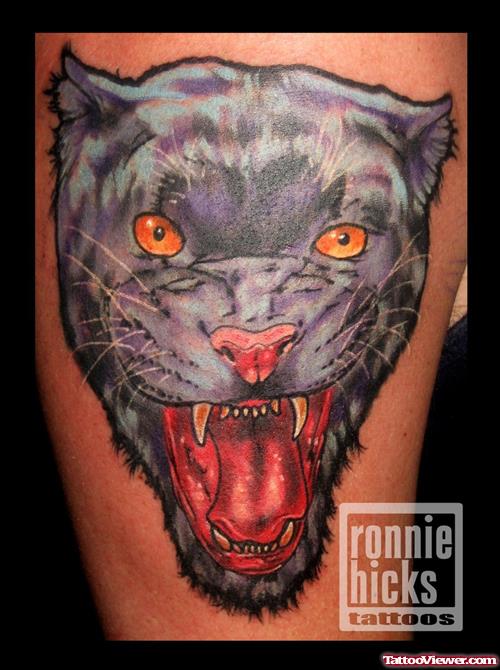 Angry Panther Head Tattoo