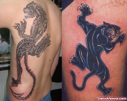 Panther and Panther Skeleton Tattoo