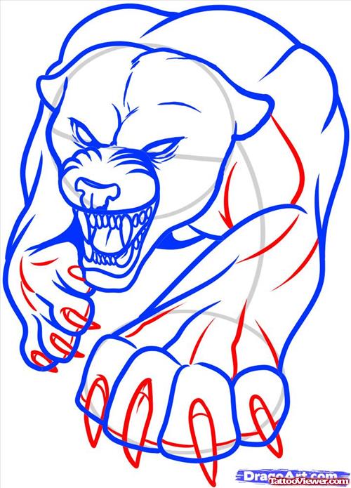 Classic Outline Panther Tattoo Design