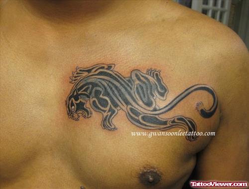 Black Panther Tattoo On Man Chest