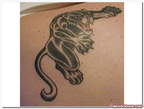Black Panther Tattoo On Left Back Shoulder
