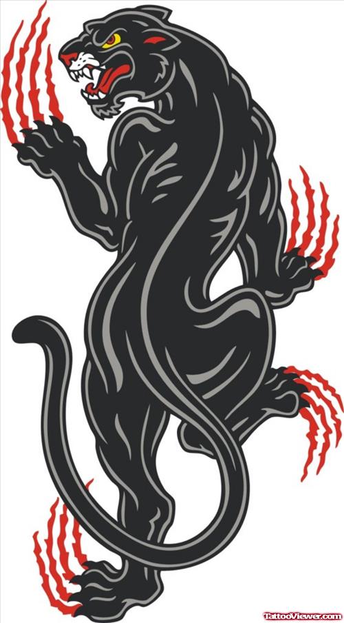 Paw Scratches And Black Panther Tattoo Design