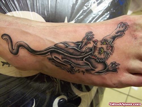 Panther Tattoo On Right Foot