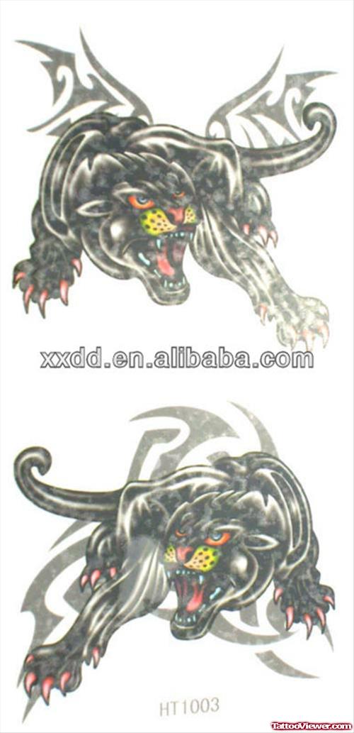 Tribal And Black Panther Tattoos Design