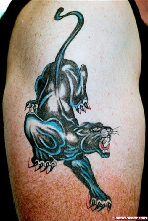 Panther Tattoo On Half Sleeve