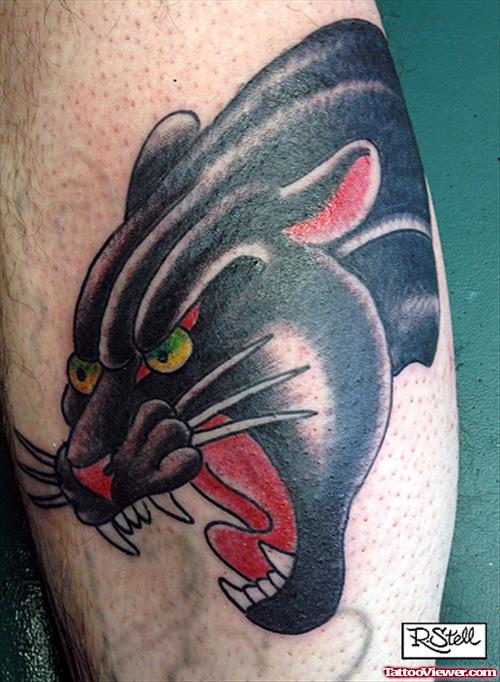 Angry Black Panther Head Tattoo