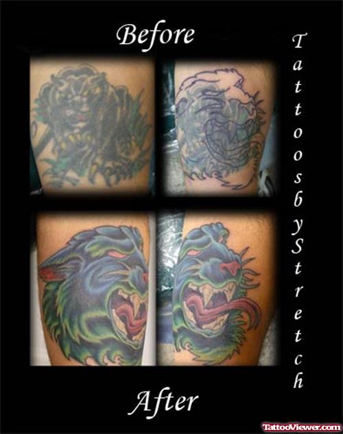 Panther Head Cover Up Tattoo