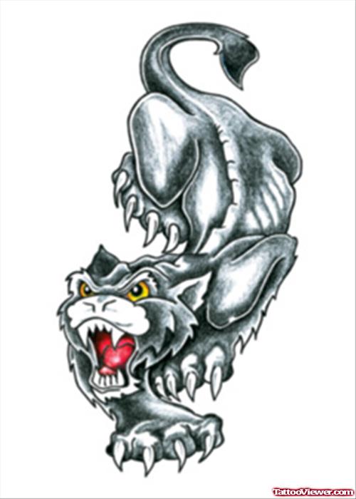 Grey Ink Panther Tattoo Design