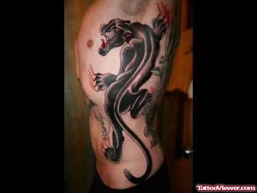 Man Side Rib Panther Tattoo