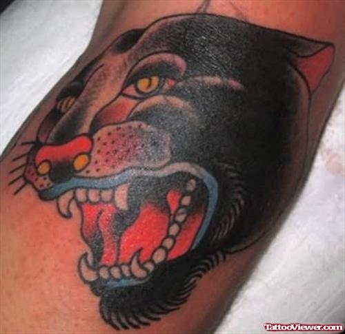 Coloured Panther Head Tattoo