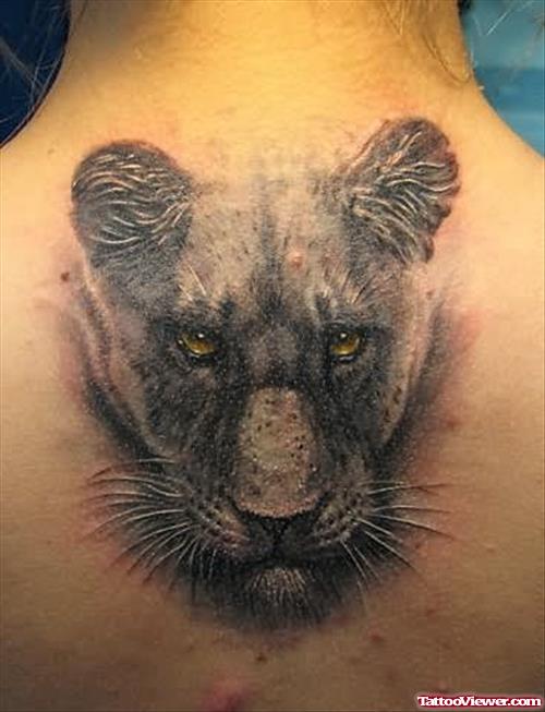 Panther Tattoo On Back Neck