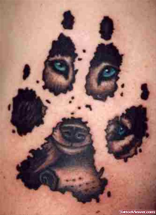 Panther Eyes And Paw Tattoo