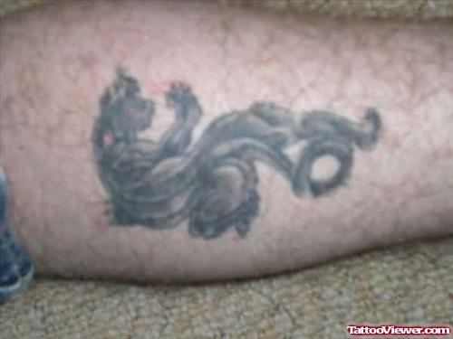 Black Panther Tattoo On Right Leg