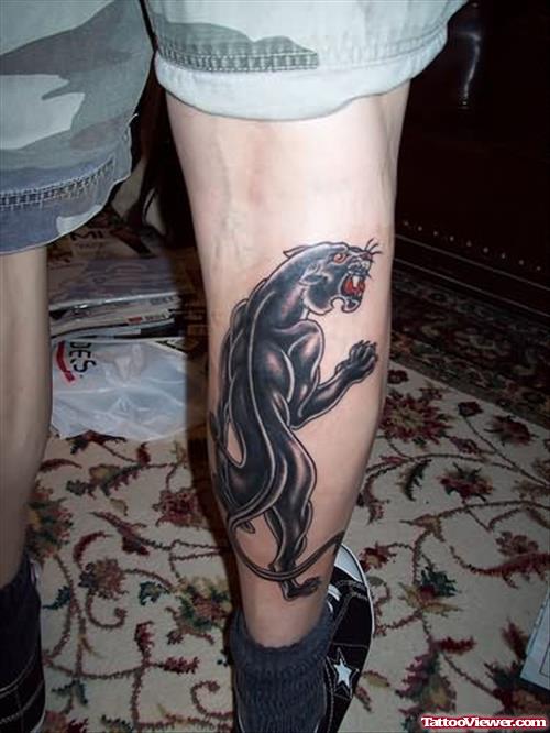 Black Panther Tattoo Designs On Leg