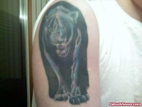 Beautiful Black Panther Tattoo On Shoulder