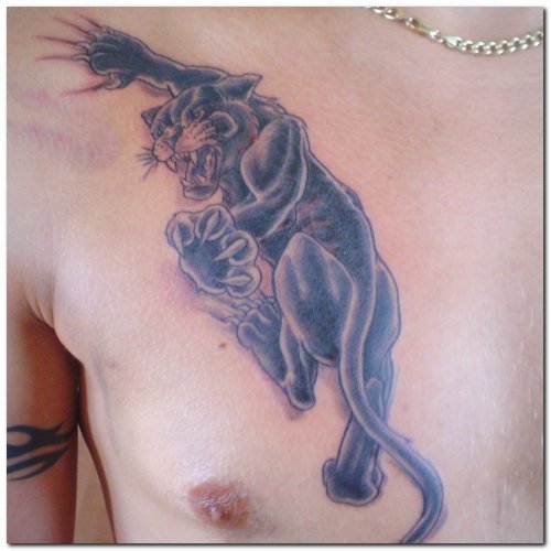 Best Panther Tattoo On Man Chest