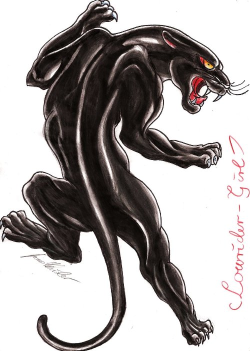 Crawling Black Panther Tattoo Design